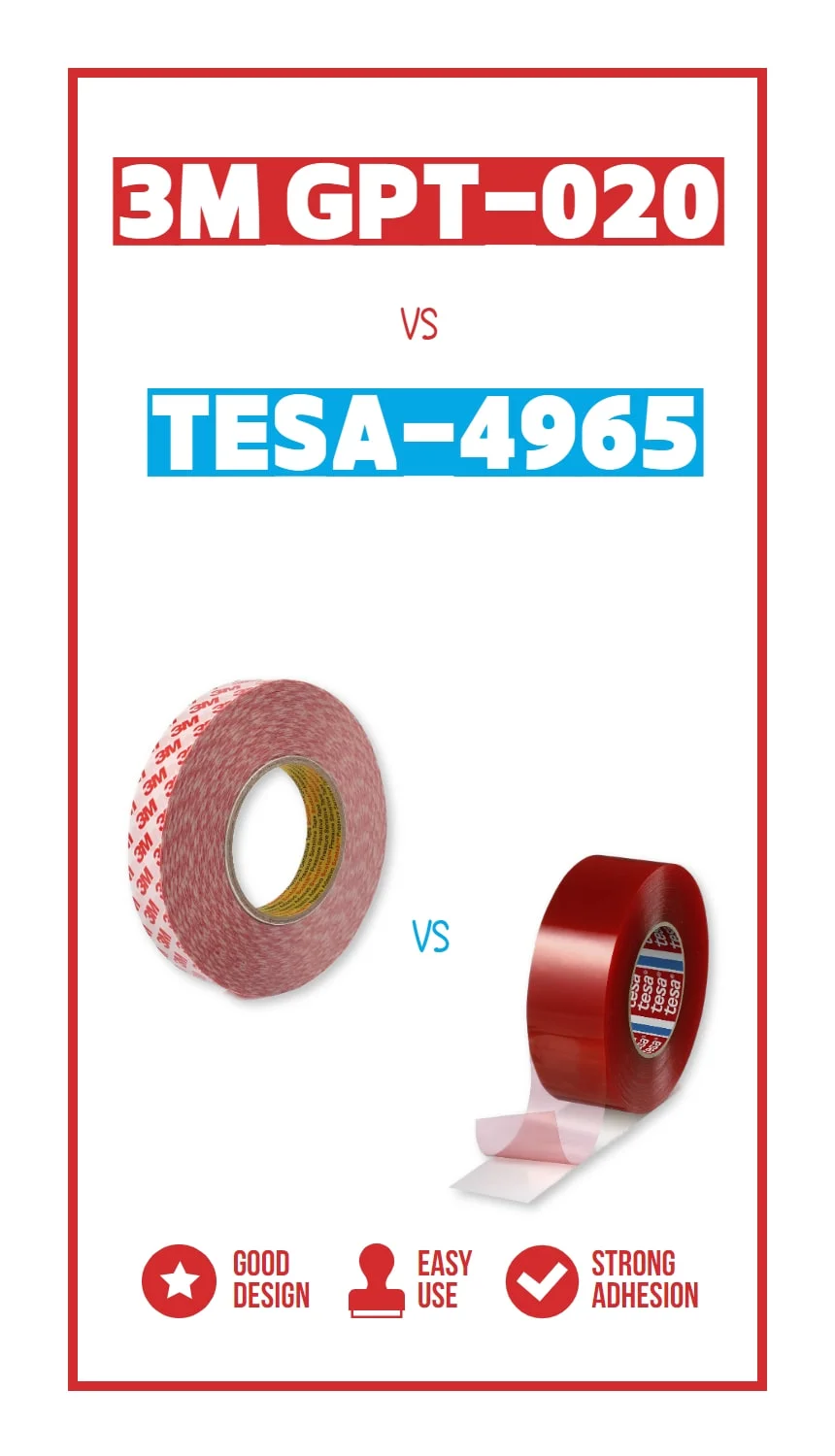 3M GPT-020 vs TESA 테사 4965 PET 200마이크론 양면테이프 상세 이미지 2