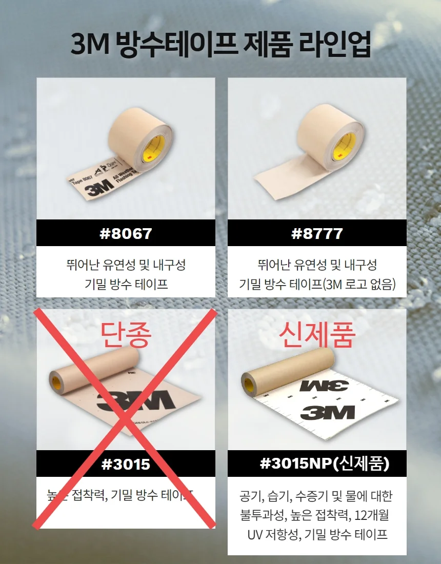3M 방수테이프 3015 3015NP(신제품) 기밀 수밀 상세 이미지 7