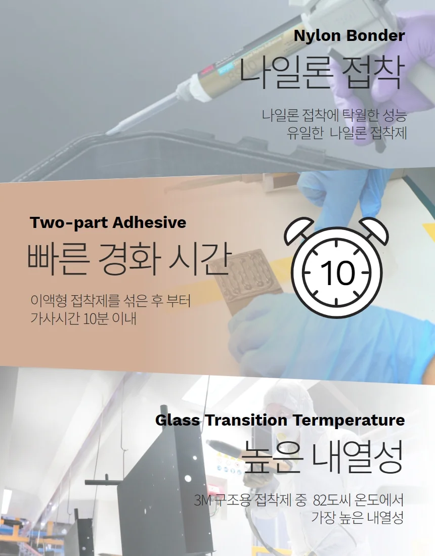 3M DP8910NS 블랙 나일론 복합 플라스틱 이액형 접착제 기계 자동차 가전 전기차 경량화 상세 이미지 2