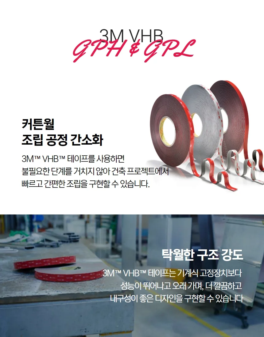 3M VHB RP+ B23F G23F B11F G11F GPH GPL 구조용 아크릴 폼 테이프 상세 이미지 9