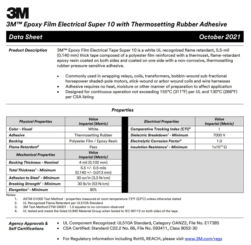 3M Super 10 30mm X 55m 에폭시필름 고압전기 절연테이프 상세 이미지 3