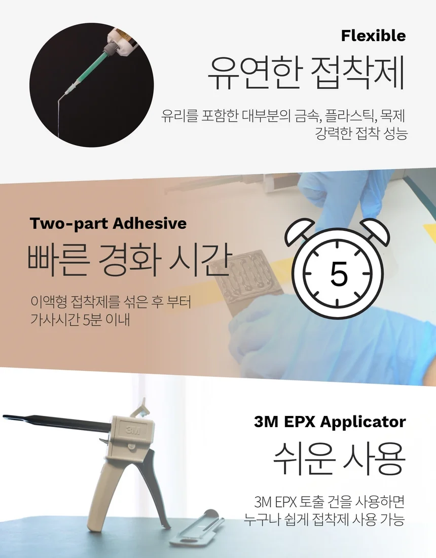3M DP8005 블랙 PE PP 접착 고강도 2액형 플라스틱 접착제 가전 자동차 상세 이미지 2