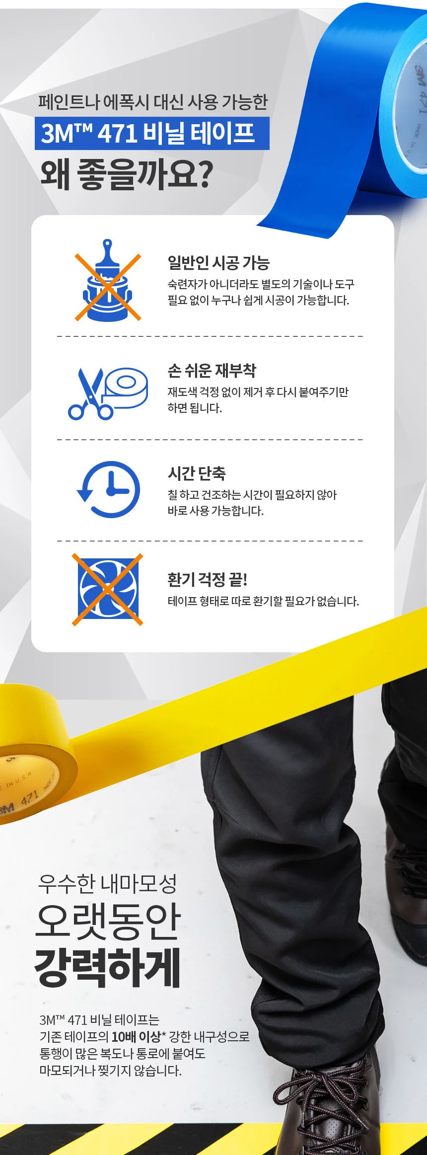 3M 471 바닥 라인 비닐 테이프 라인테이프 10가지 색상 옵션 상세 이미지 4