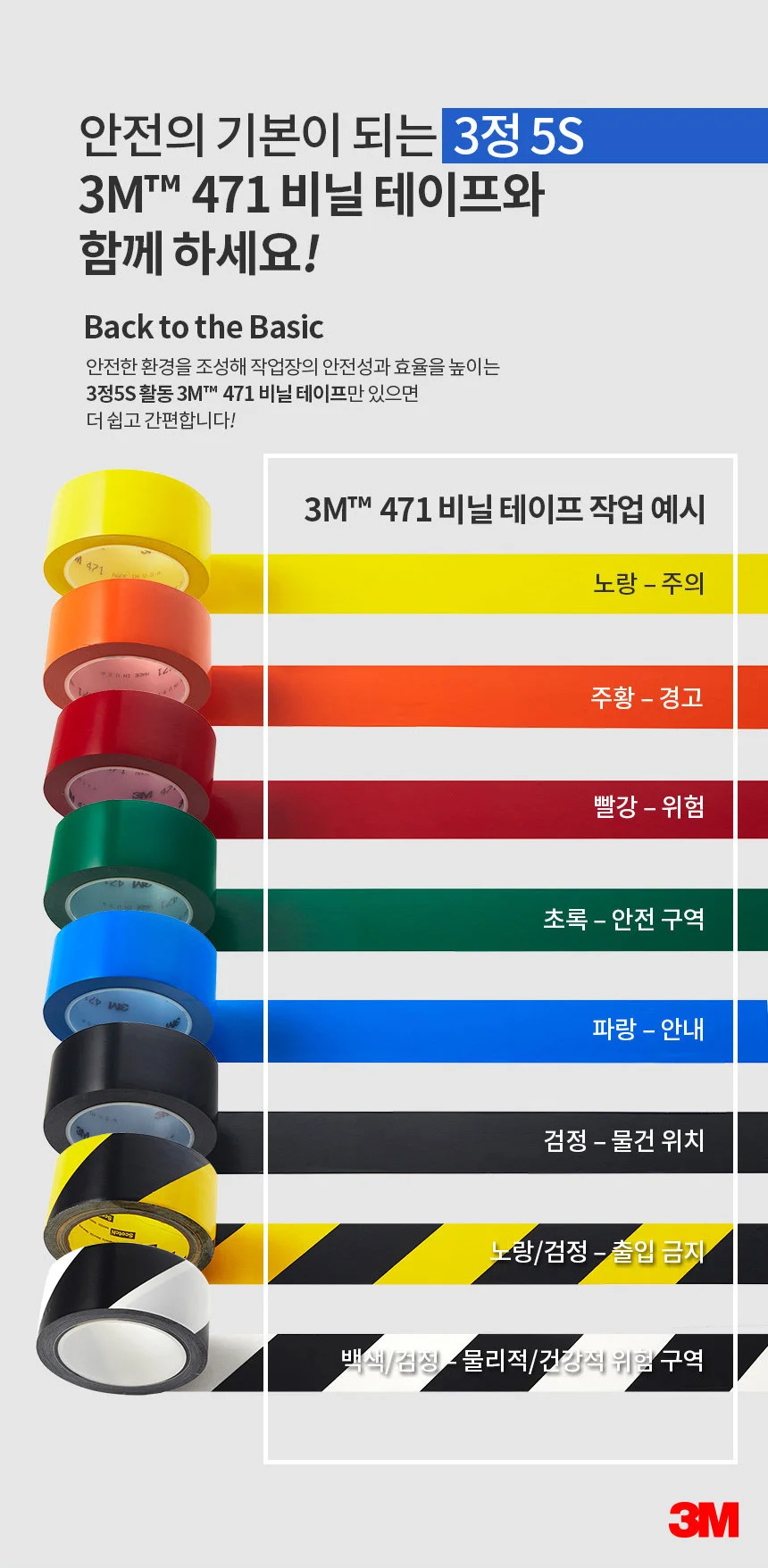 3M 471 바닥 라인 비닐 테이프 라인테이프 10가지 색상 옵션 상세 이미지 10