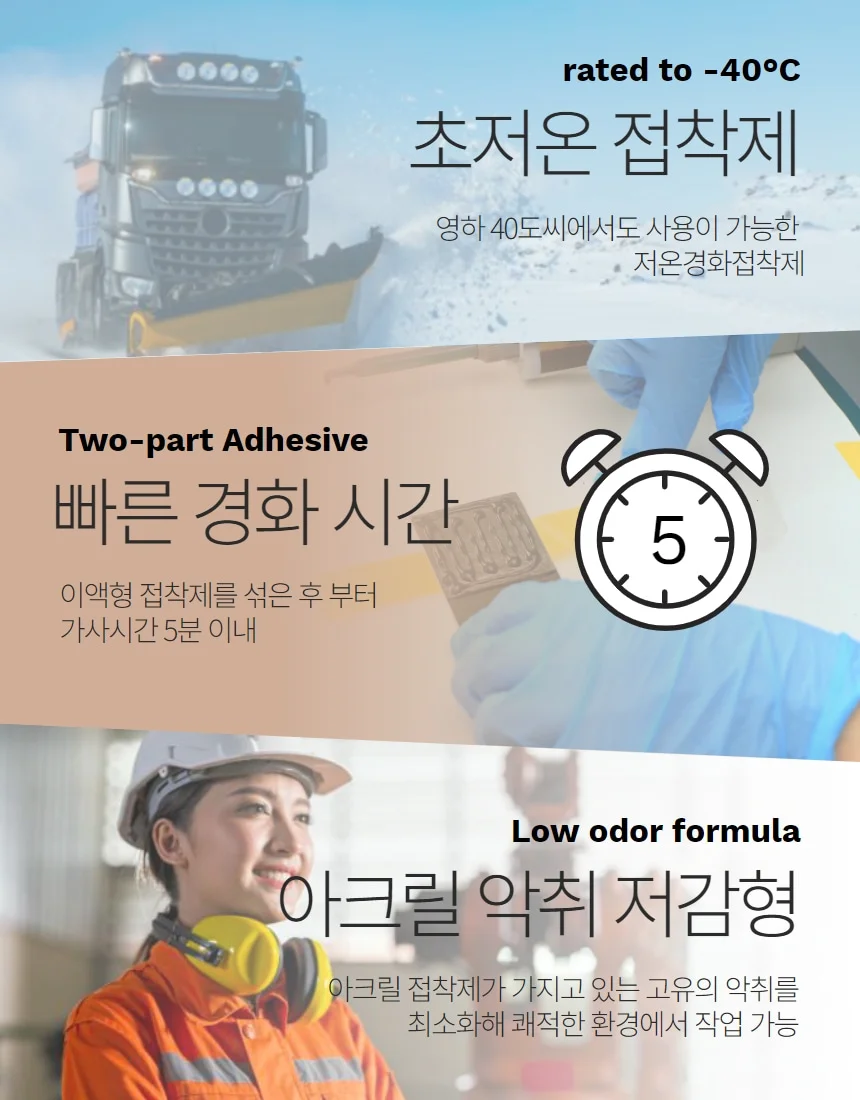 DP8705 DP8710 3M 초저온 이액형 냄새저감형 유연한 플라스틱 접착제 복합소재 상세 이미지 2