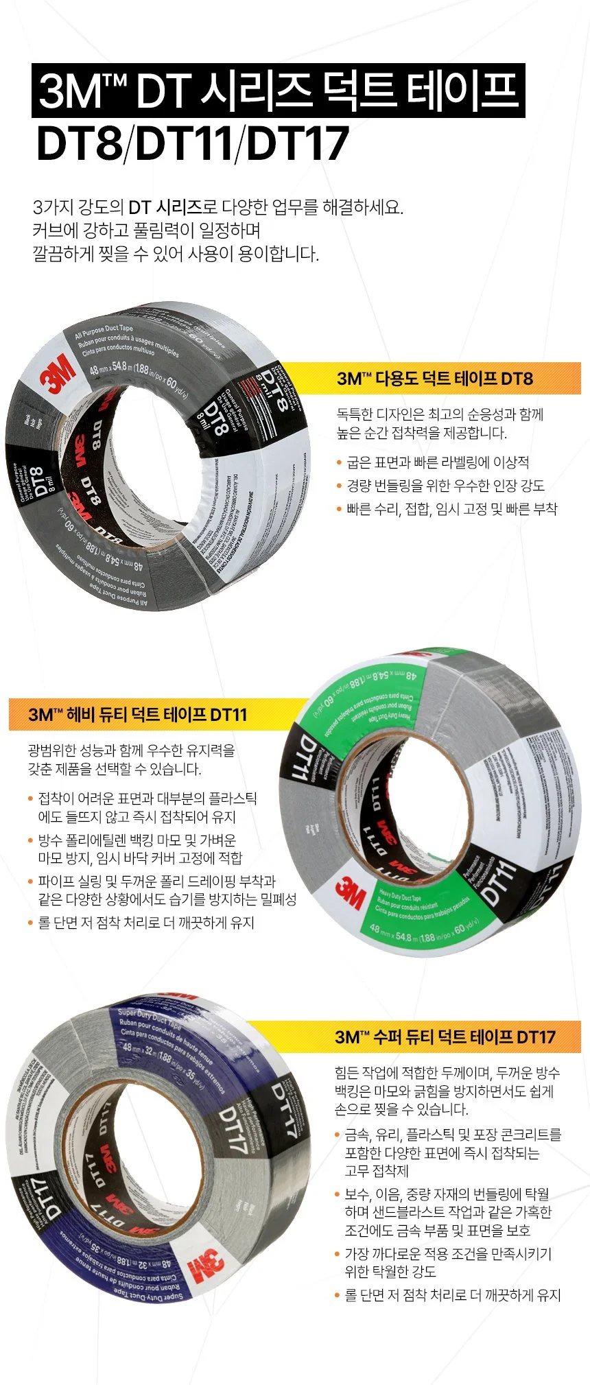 다용도 덕테이프 덕트테이프 청테이프 배관보수 방수테이프 3M DT8 DT11 DT17 상세 이미지 8