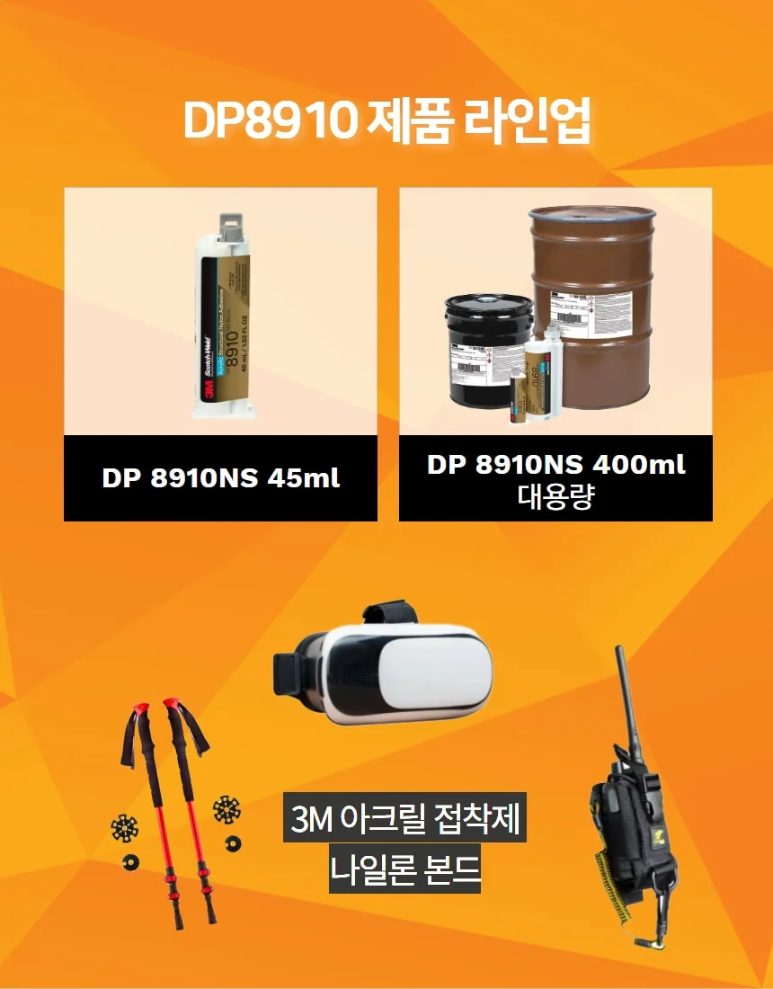 3M DP8910NS 블랙 나일론 복합 플라스틱 이액형 접착제 기계 자동차 가전 전기차 경량화 상세 이미지 4