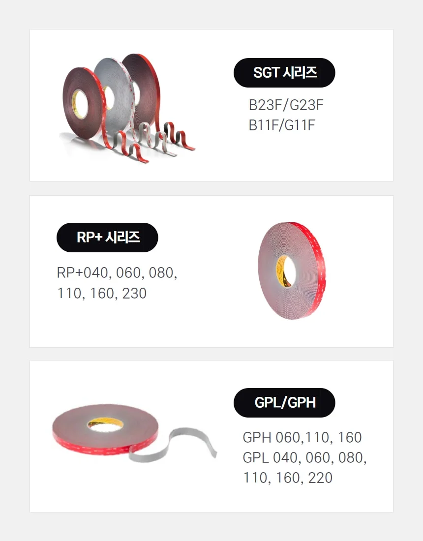3M VHB RP+ B23F G23F B11F G11F GPH GPL 구조용 아크릴 폼 테이프 상세 이미지 11